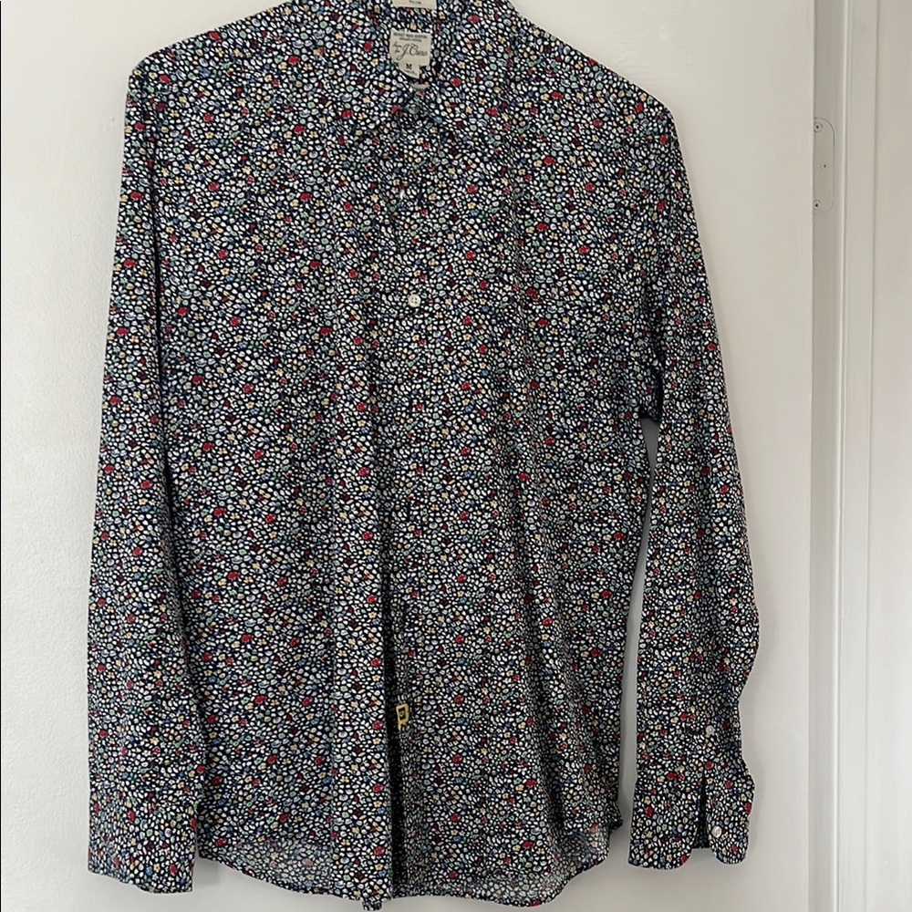 J. Crew Men's Dress Slim Shirt - Blue, Red, White Floral Pattern